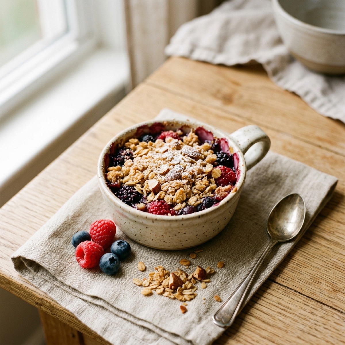 Beeren-Crumble mit Mandeln — glutenfreies Rezept
