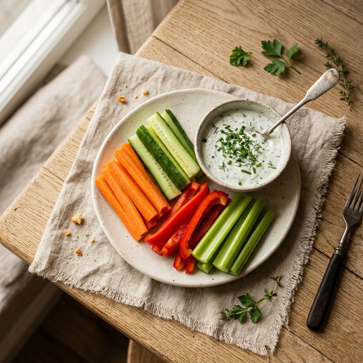 Gemüsesticks mit Kräuter-Joghurt-Dip — glutenfreies Rezept