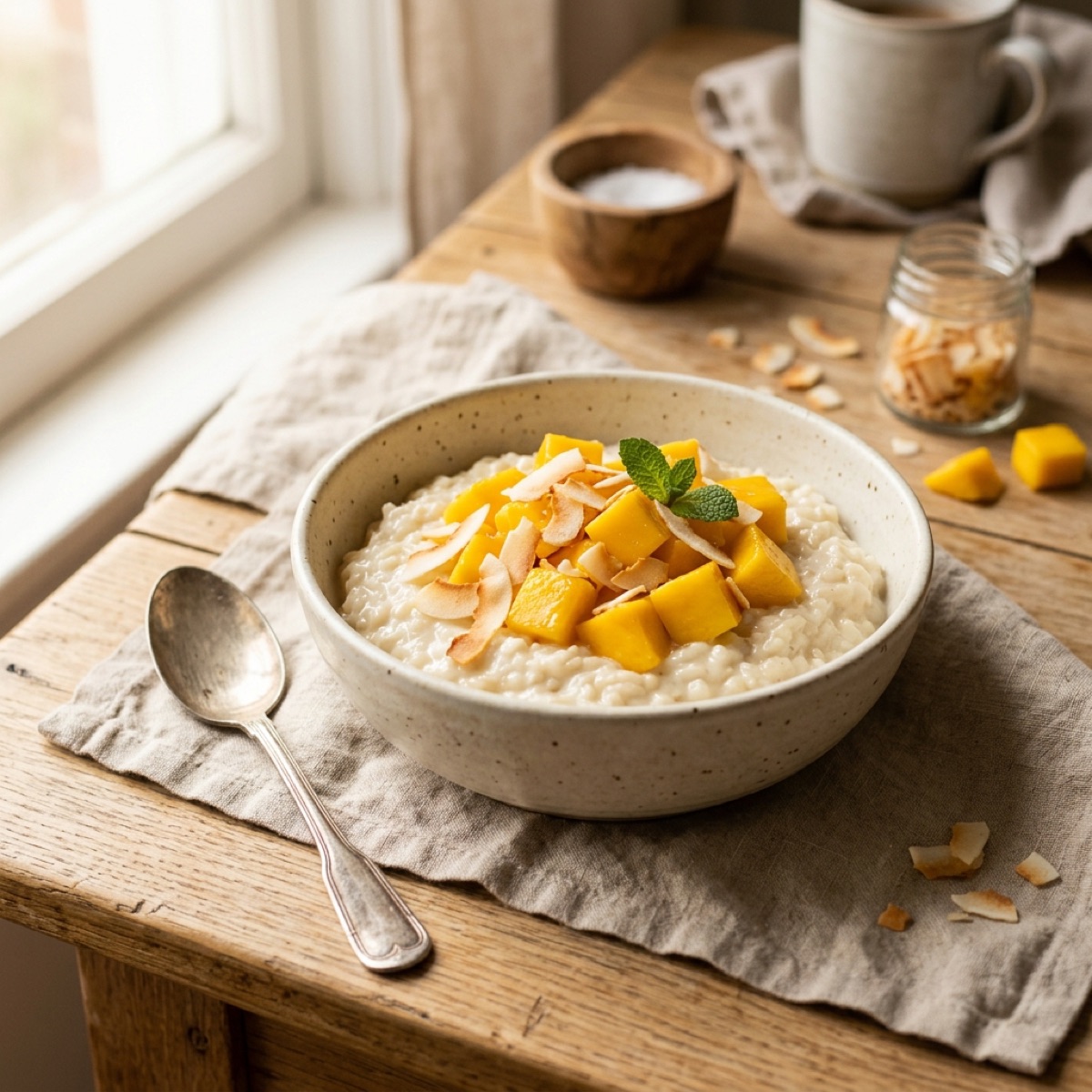 Kokos-Milchreis mit Mango — glutenfreies Rezept