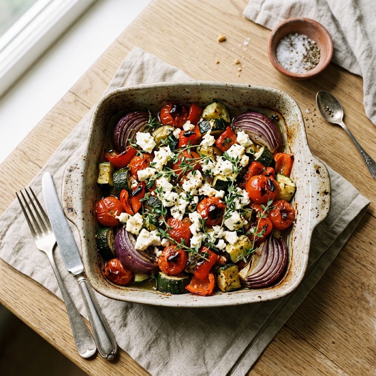 Mediterranes Ofengemüse mit Feta — glutenfreies Rezept